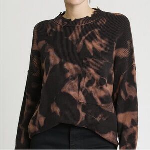 Pistola Cotton Sweater Tie Dye Grunge Destroyed Punk Pullover Medium Black Brown